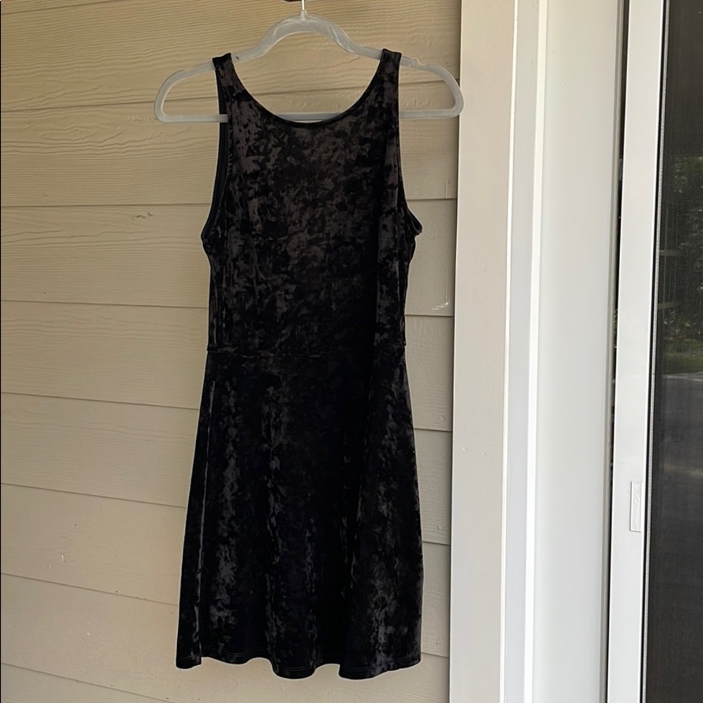 Crushed Velvet LIttle Black Tank Dress